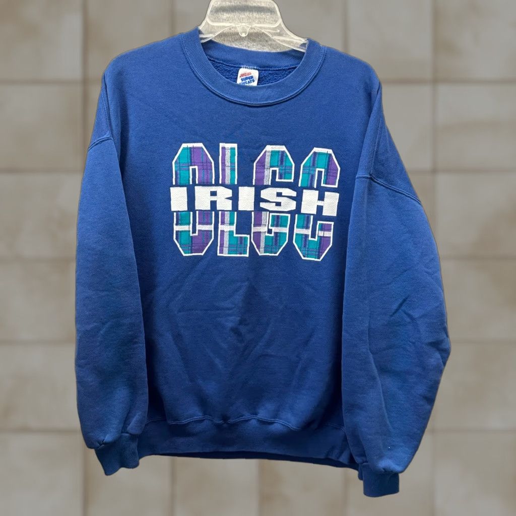 Jerzees VINTAGE Jerzees Sweatshirt Adult 2XL Blue Mens 90s Made in USA Irish OLGC Sweatshirt Size US XXL / EU 58 / 5 - 1 Thumbnail