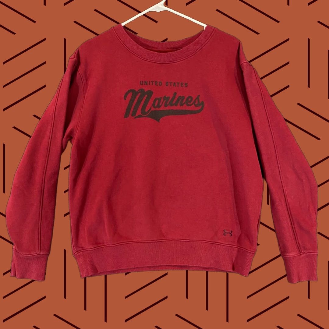 Under Armour Under Armour Marines Pullover Womens Medium Red Crewneck Jacket United States Maries USA Army Military Style Sportswear Shirt Size M / US 6-8 / IT 42-44 - 1 Thumbnail