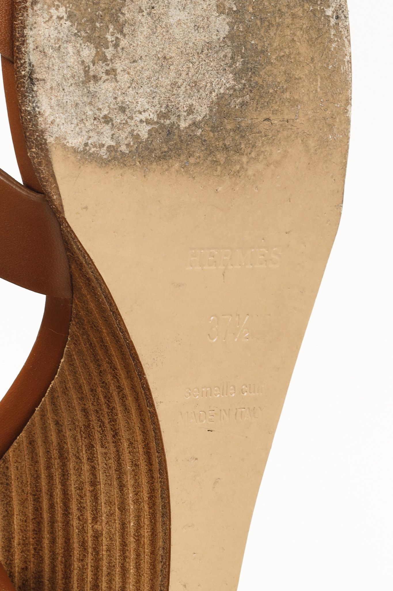 Hermes Hermes Legend Gold Brown H Cut-Out Wedge Sandals Size US 7 / IT 37 - 6 Thumbnail
