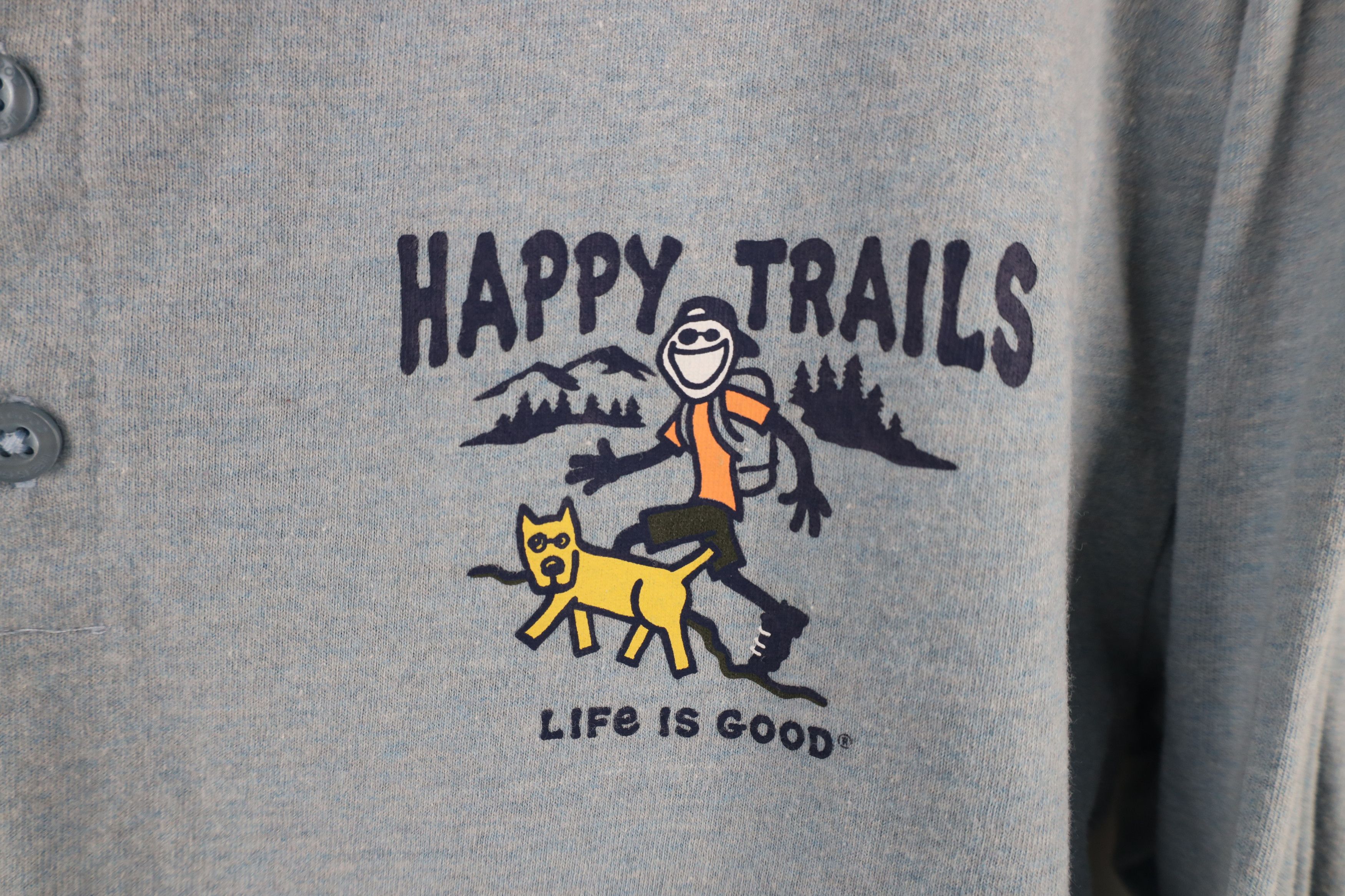 Life is Good × Vintage Life Is Good Happy Trails Dog Long Sleeve Henley T-Shirt Size US L / EU 52-54 / 3 - 4 Thumbnail