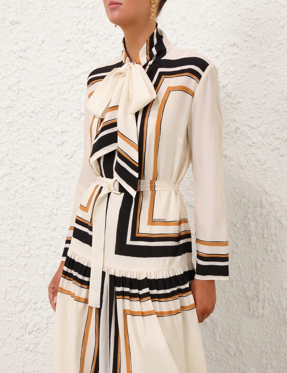 Zimmermann oc11z1025 Tie Neck Midi Dress in Multicolor Size M / US 6-8 / IT 42-44 - 5 Thumbnail