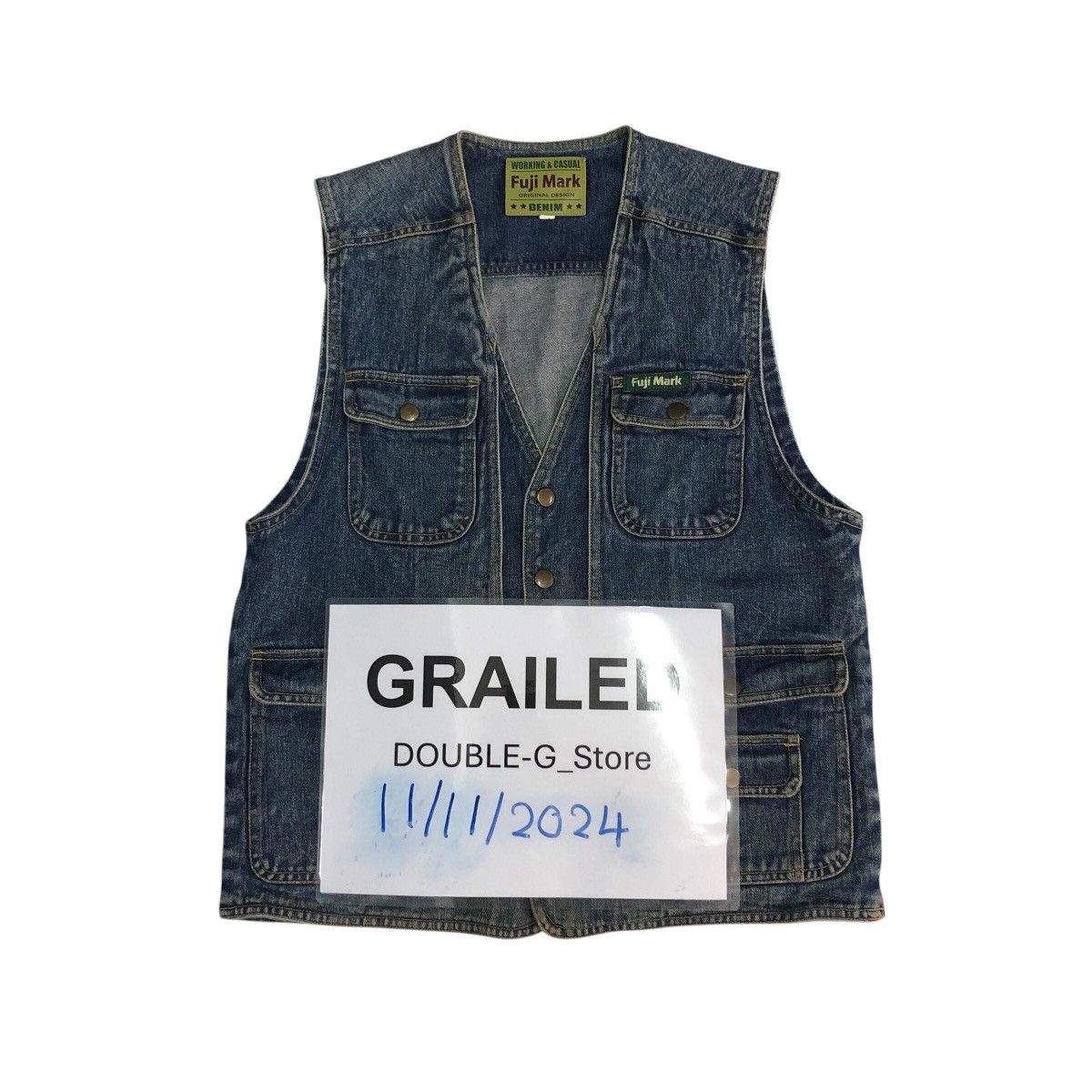 Japanese Brand 📌Vintage Denim Work Jacket Biker Fuji Mark Size US M / EU 48-50 / 2 - 1 Thumbnail