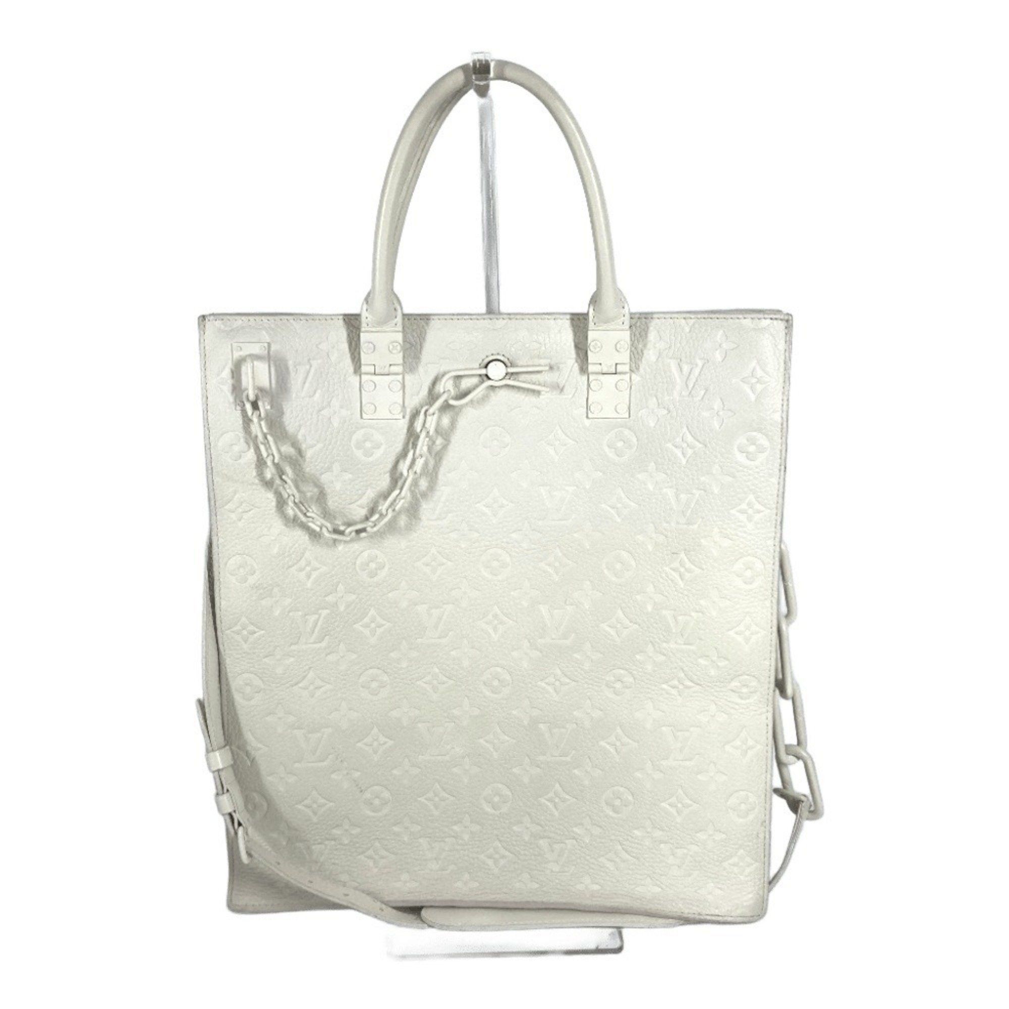 Louis Vuitton M53265 Monogram Taurillon Sac Plat Handbag Tote Bag 2Way Shoulder Leather Men's Women's White