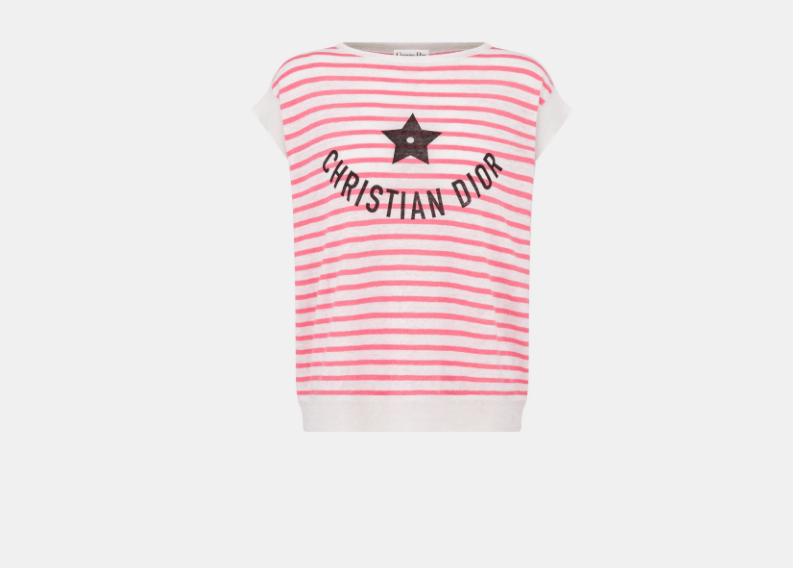 Dior o1w1db10925 444S65 Sleeveless Sweater in White/Candy Pink Size L / US 10 / IT 46 - 1 Thumbnail