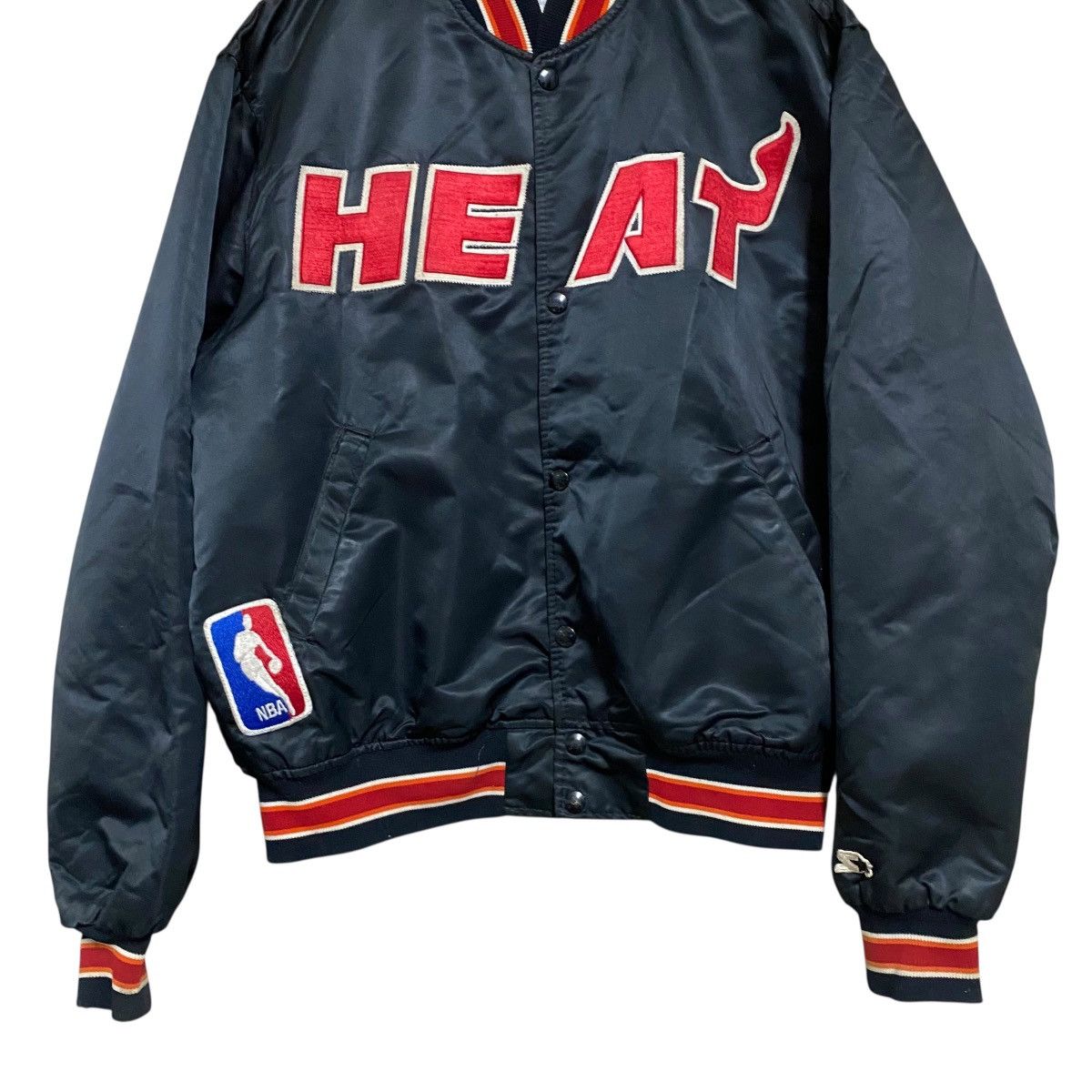 NBA Vintage 80s Miami Heat Sateen Bomber Jacket Starter Size US L / EU 52-54 / 3 - 4 Thumbnail
