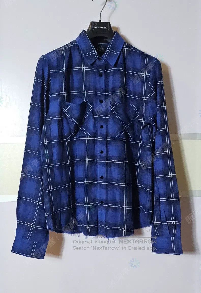 Amiri Amiri Blue Plaid Long Sleeve Shirt Size US L / EU 52-54 / 3 - 1 Thumbnail