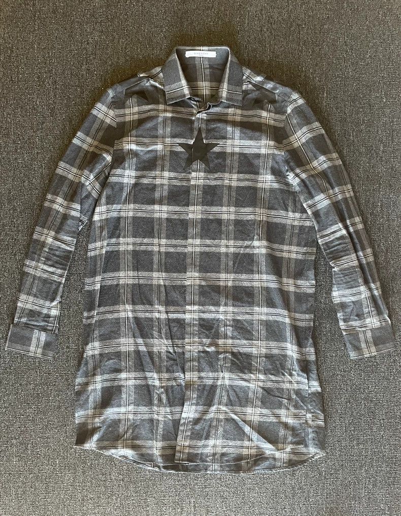Givenchy Givenchy Long Gray Plaid Shirt Size US M / EU 48-50 / 2 - 1 Thumbnail