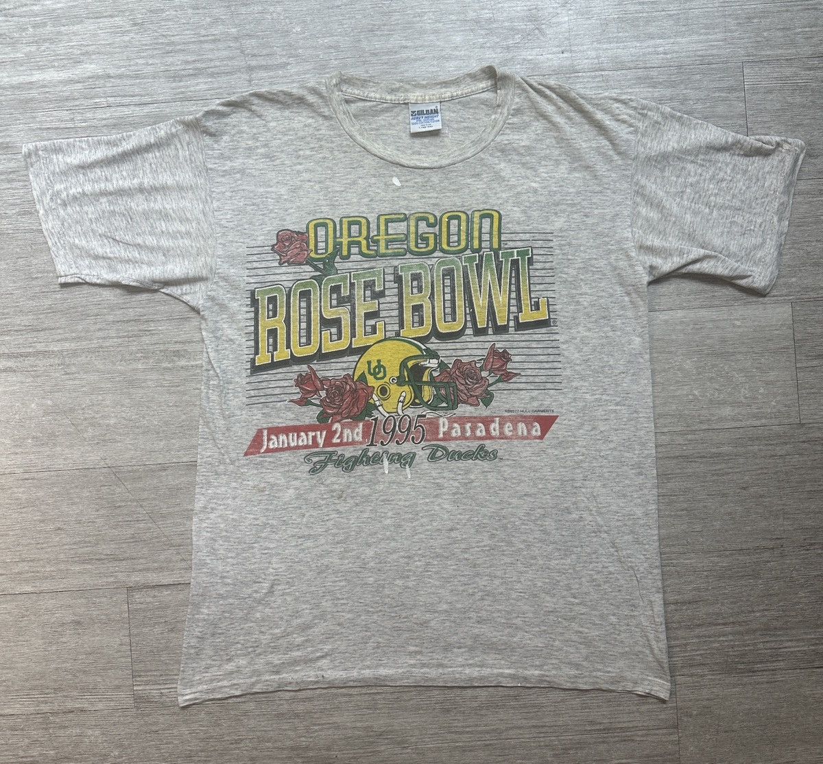 Gildan Vintage 90s Oregon Ducks Rose Bowl Single Stitched T-Shirt Size US L / EU 52-54 / 3 - 1 Thumbnail