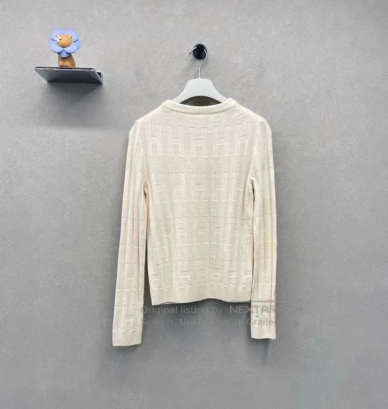 Hermes Hermes White Wool Crewneck Sweater Size XS / US 0-2 / IT 36-38 - 2 Thumbnail