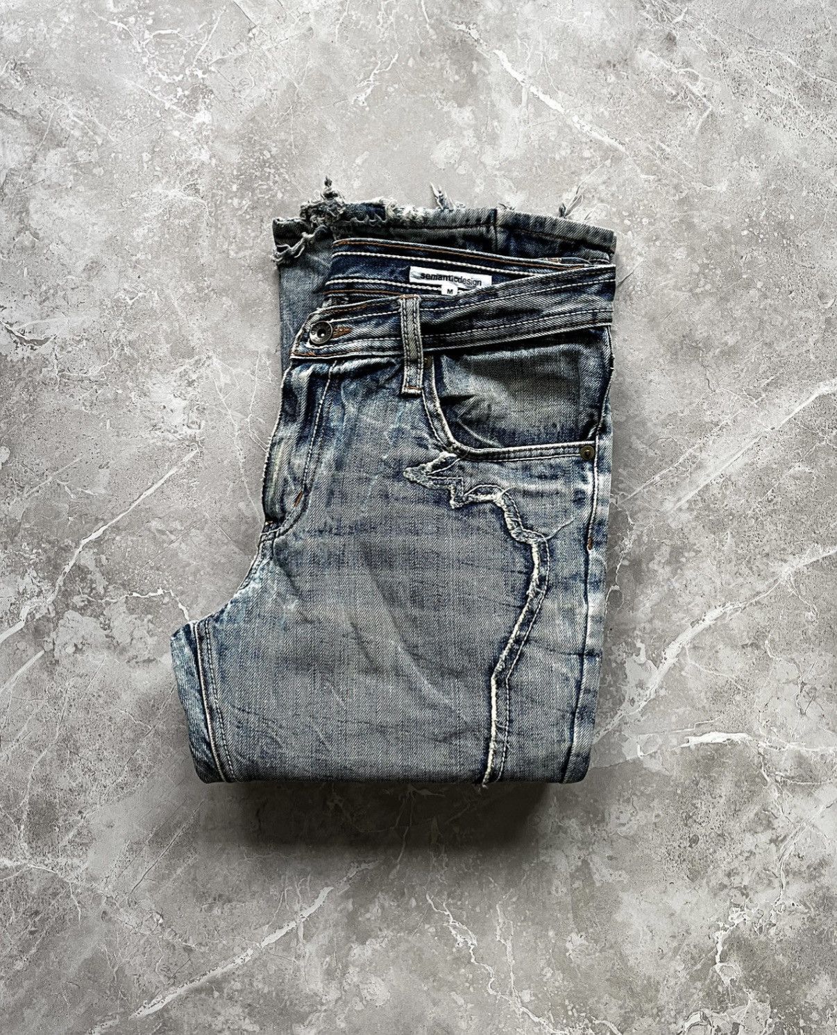 semanticdesign SEMANTIC DESIGN TRIBAL PANELLED ACID-WASH JEANS Size US 29 - 9 Thumbnail