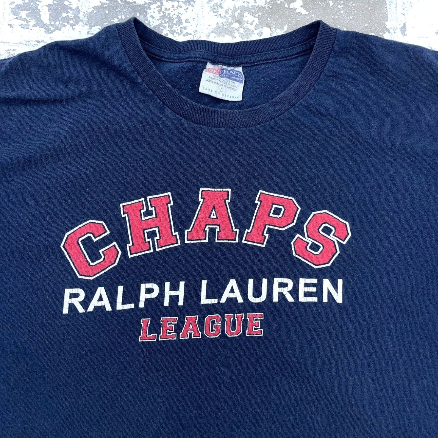 Chaps VINTAGE Chaps Shirt Men L Blue Tee Spell Out Sports Navy Y2K 90s Retro Hipster Logo Short Sleeve Cotton Knit Machine Washable Regular Size US L / EU 52-54 / 3 - 2 Thumbnail