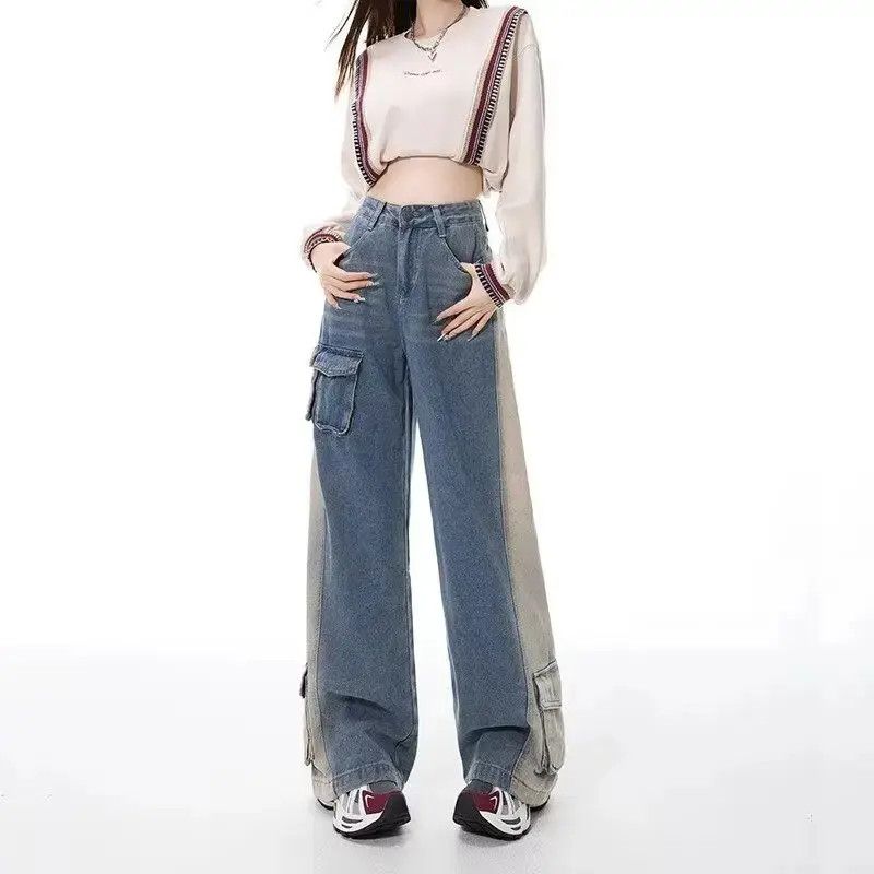 Japanese Brand Retro color blocked loose wide leg jeans Size US 30 / EU 46 - 1 Thumbnail