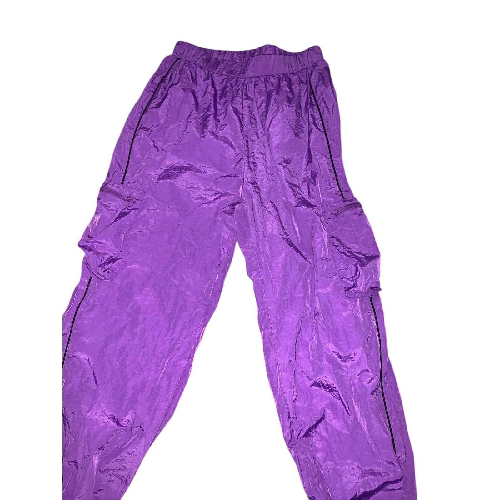 Other Windbreaker Sweatpants Joggers Elastic Ankle Purple Cargo SM Size 26" / US 2 / IT 38 - 3 Thumbnail