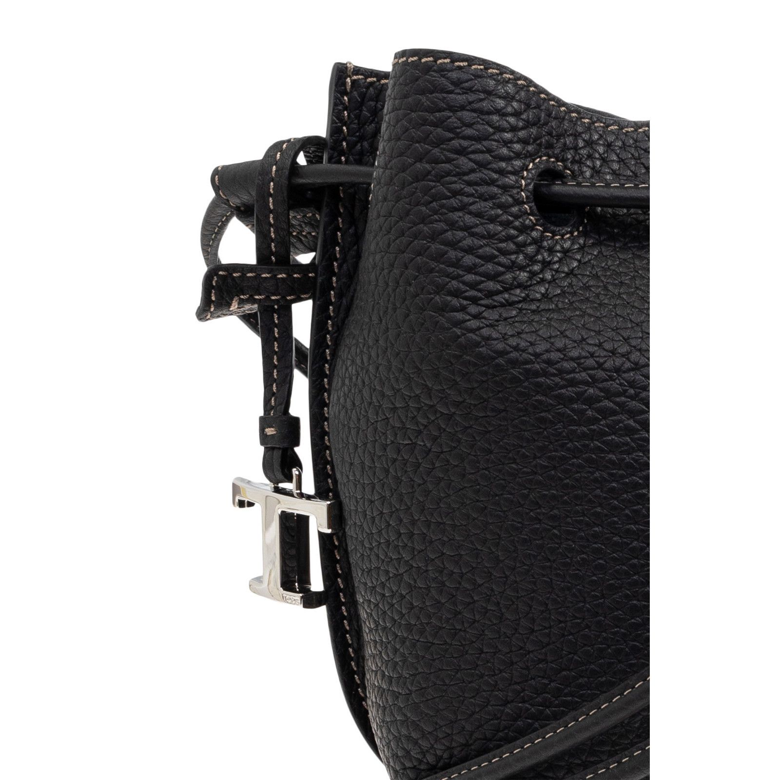 Tod's Tod’s Black Grained Leather Drawstring Bucket Shoulder Bag N Size ONE SIZE - 5 Thumbnail