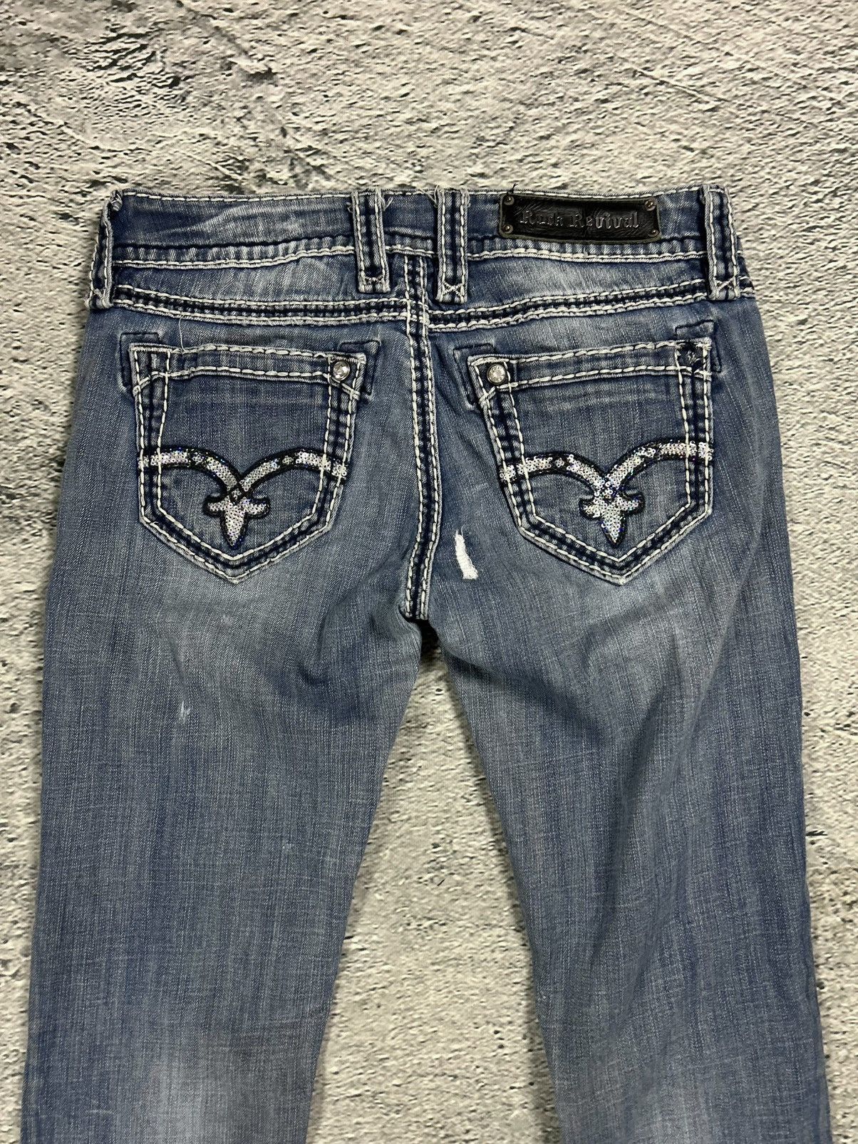 Rock Revival Rock Revival rhinestone glitter jeans Y2K flared denisa Size 29" - 2 Thumbnail