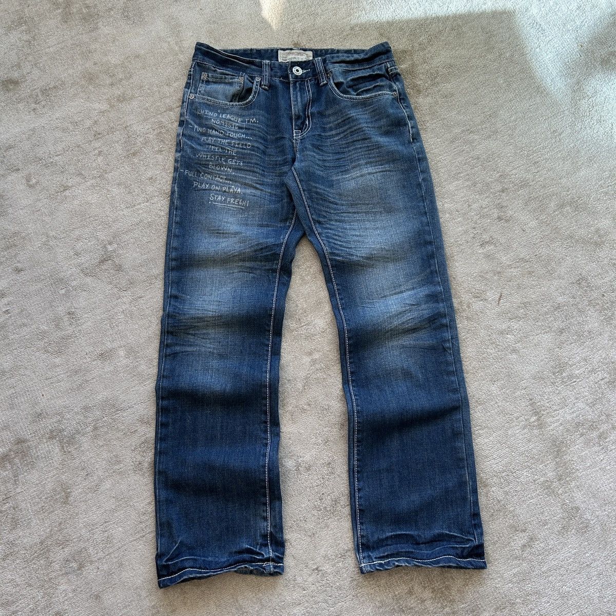 Ecko Unltd. Ecko UNLTD Text Print Denim Jeans Size US 30 / EU 46 - 2 Thumbnail