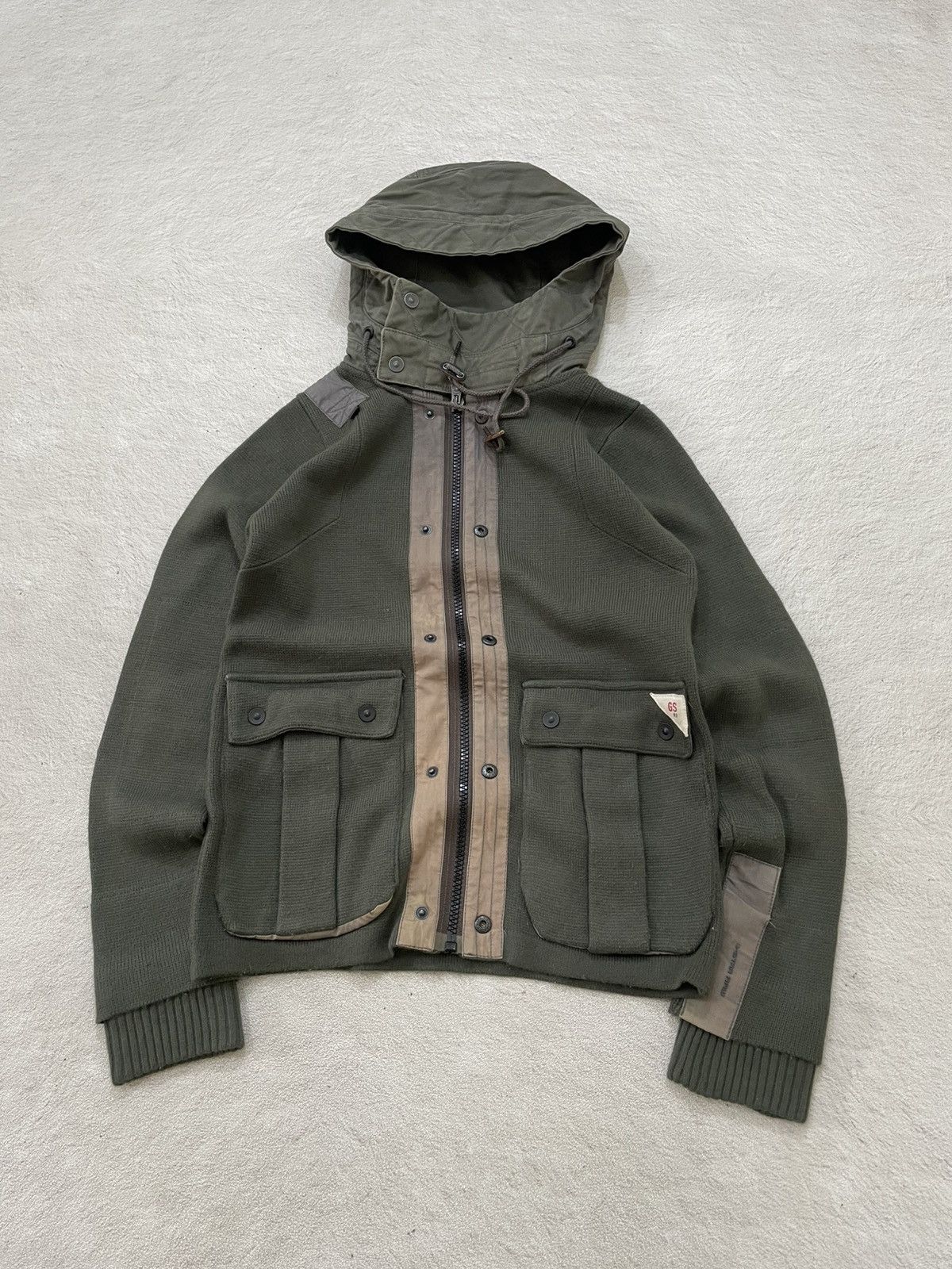Japanese Brand G-Star Raw R3301 Technical Knit Hooded Jacket Olive Utility Size US M / EU 48-50 / 2 - 1 Thumbnail
