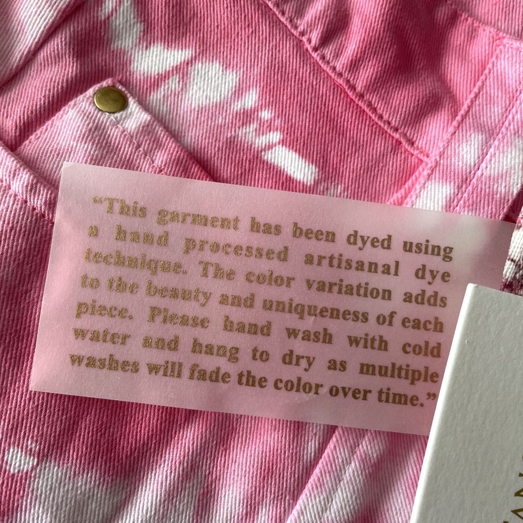LoveShackFancy LoveShackFancy Mini Skirt Women Size 4 Pink Denim Cotton Tie Dye Ruffle Short Stitch Skirt Cottage Coquette Spring Summer 4 Womens Size 27" / US 4 / IT 40 - 6 Thumbnail