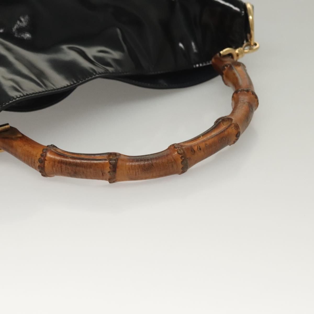 Gucci GUCCI Bamboo Hand Bag Enamel Black Gold 001 1705 001 1705 Size ONE SIZE - 7 Thumbnail