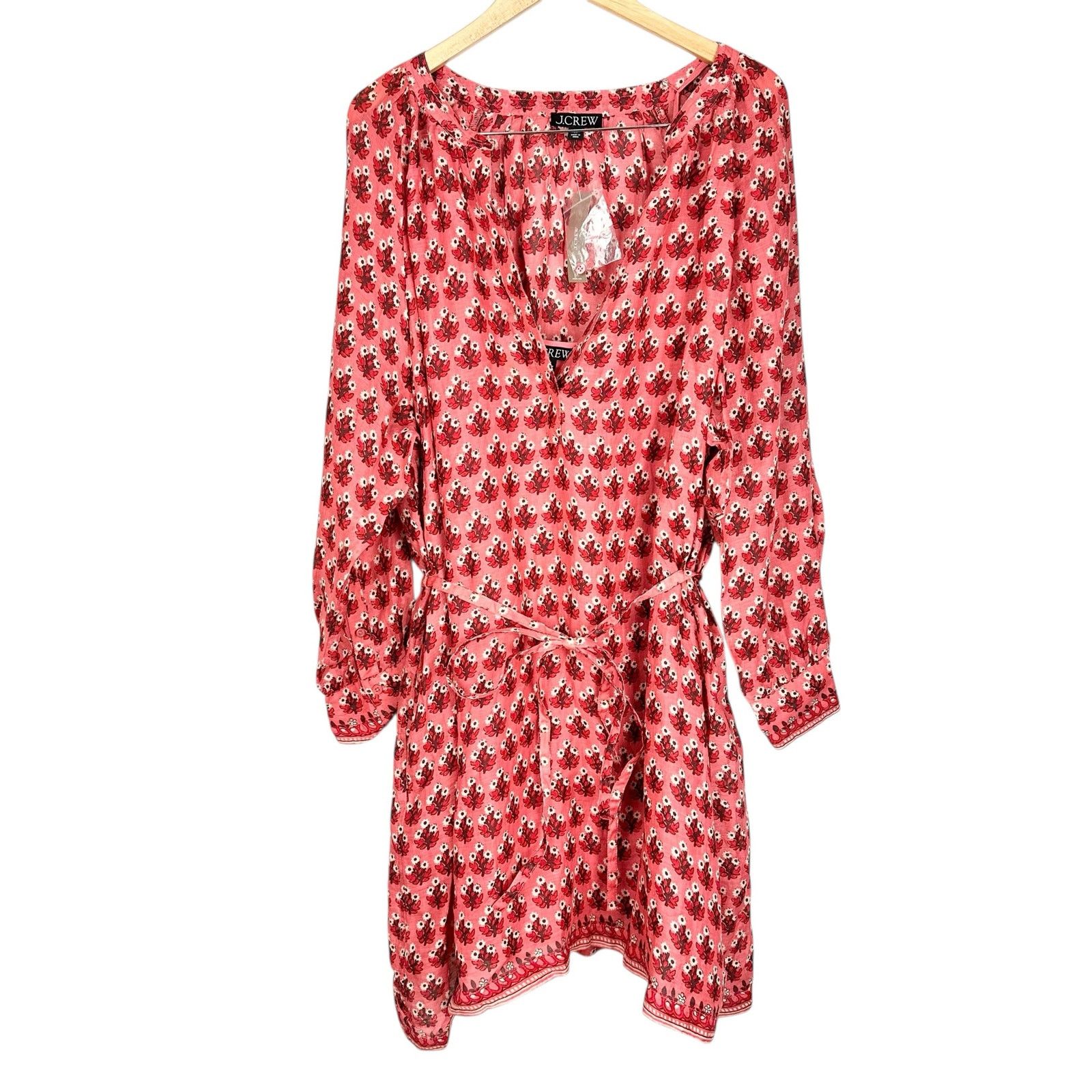 J.Crew J CREW Cabana Mini Shirt Dress Block Print Coral Ramie Sz 3X Size 3XL / US 20-22 - 8 Thumbnail
