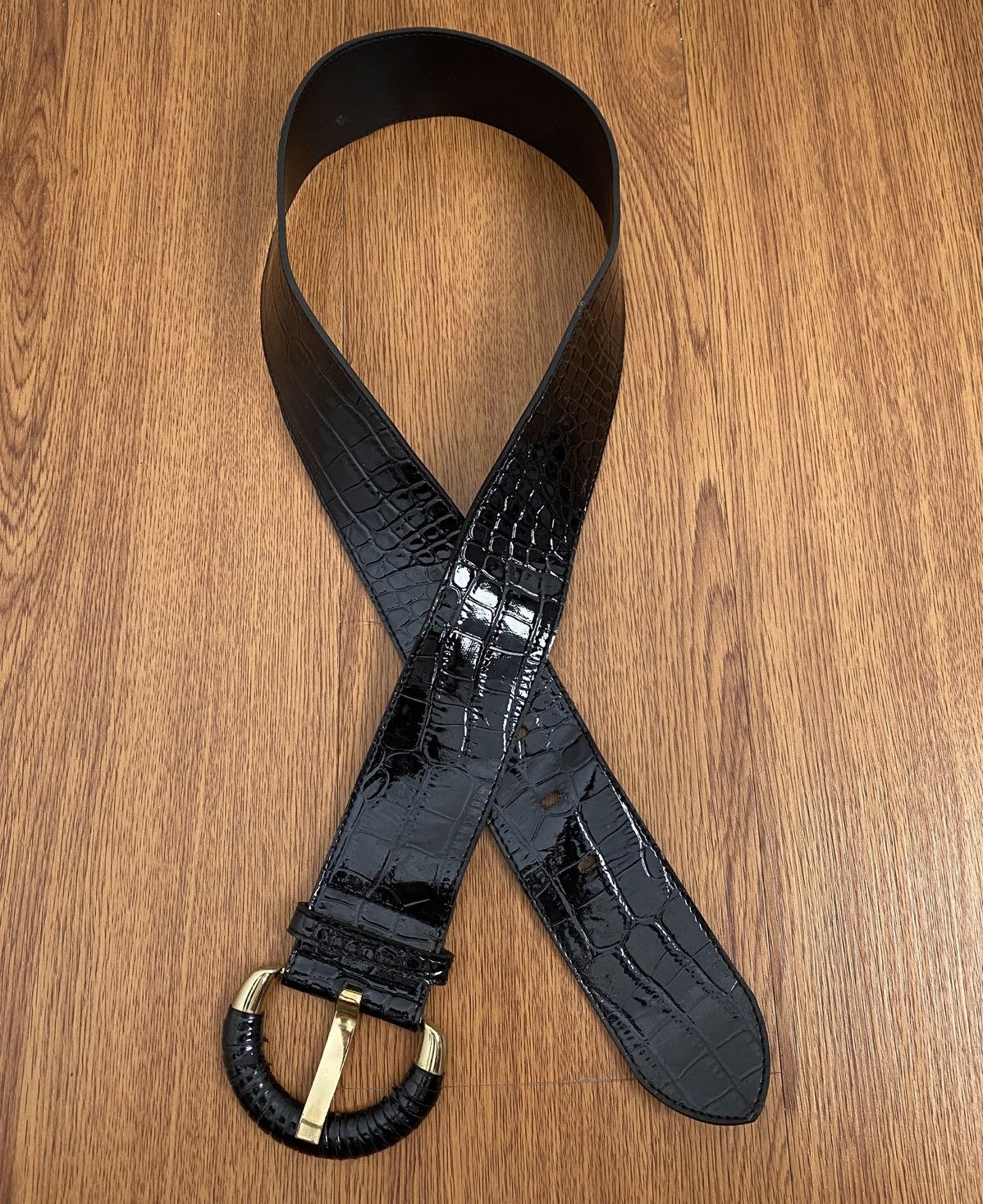 If Six Was Nine × Japanese Brand × Le Grande Bleu (L.G.B.) Black alligator belt Size ONE SIZE - 1 Thumbnail
