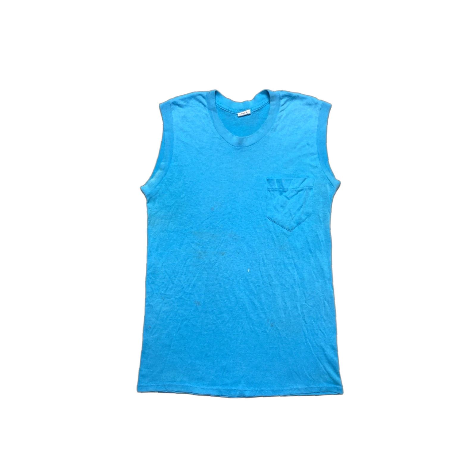 Altea VINTAGE 80s sleeveless pocket t shirt teal blue muscle worn soft medium Blue T-Shirt Men Sleeveless Pockets 80s Vintage M & M Medium Size US M / EU 48-50 / 2 - 1 Thumbnail