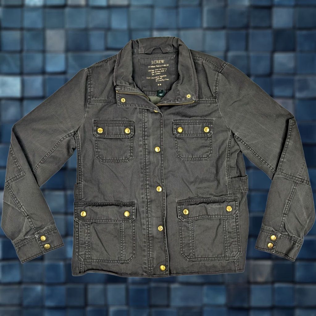J.Crew J. Crew Field Jacket M Olive Green Cotton Relaxed Boyfriend w Gold Snaps Women Size M / US 6-8 / IT 42-44 - 1 Thumbnail