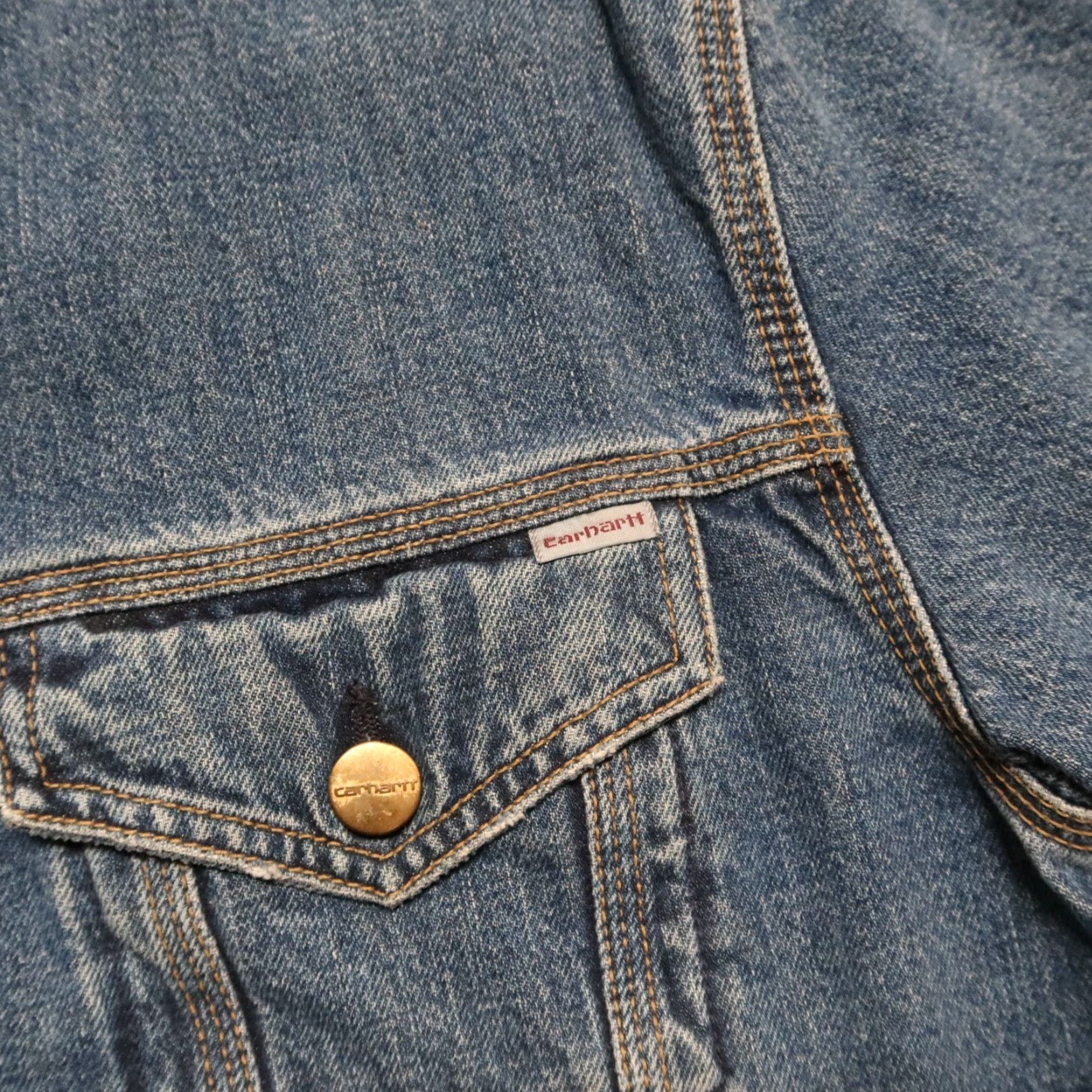 Carhartt Carhartt Work In Progress Western Denim Trucker Jean Jacket Shirt Mens Medium Wash Size US 31 - 7 Thumbnail