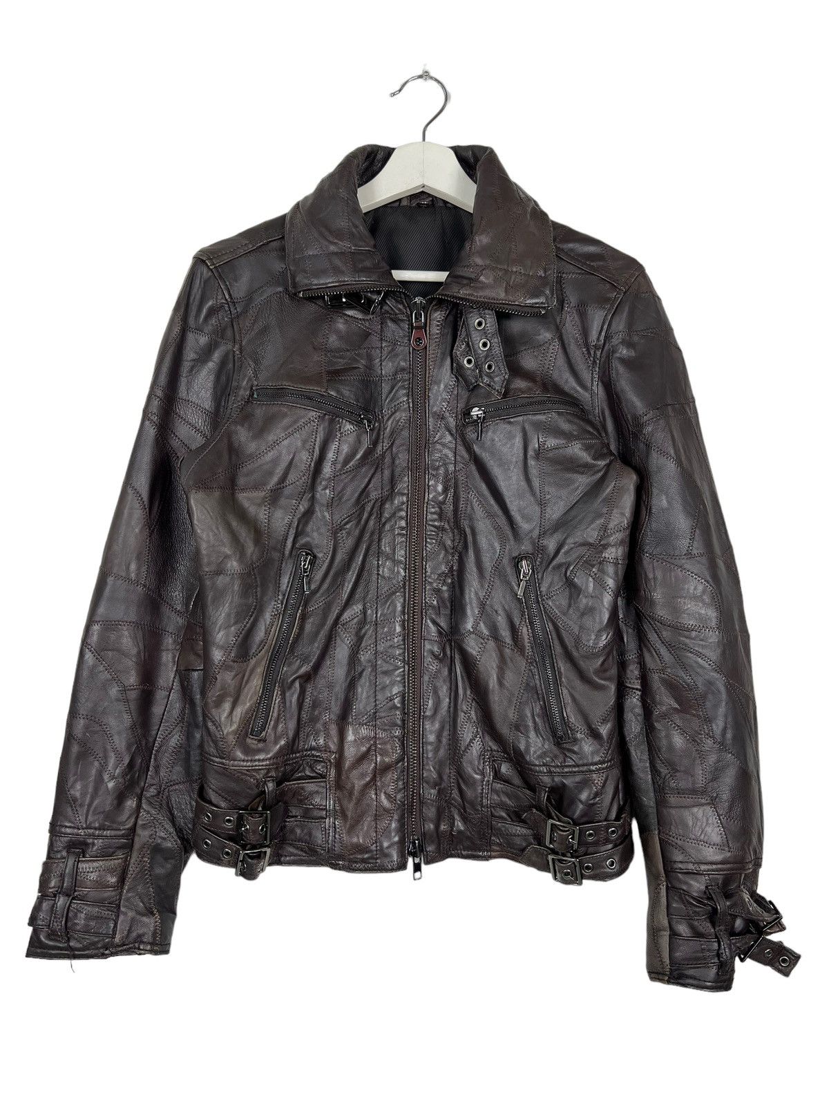 Japanese Brand 🔥 ALL THE WAY PATCHWORK SHEEPSKIN LEATHER BIKER MOTO STYLE Size US M / EU 48-50 / 2 - 2 Thumbnail
