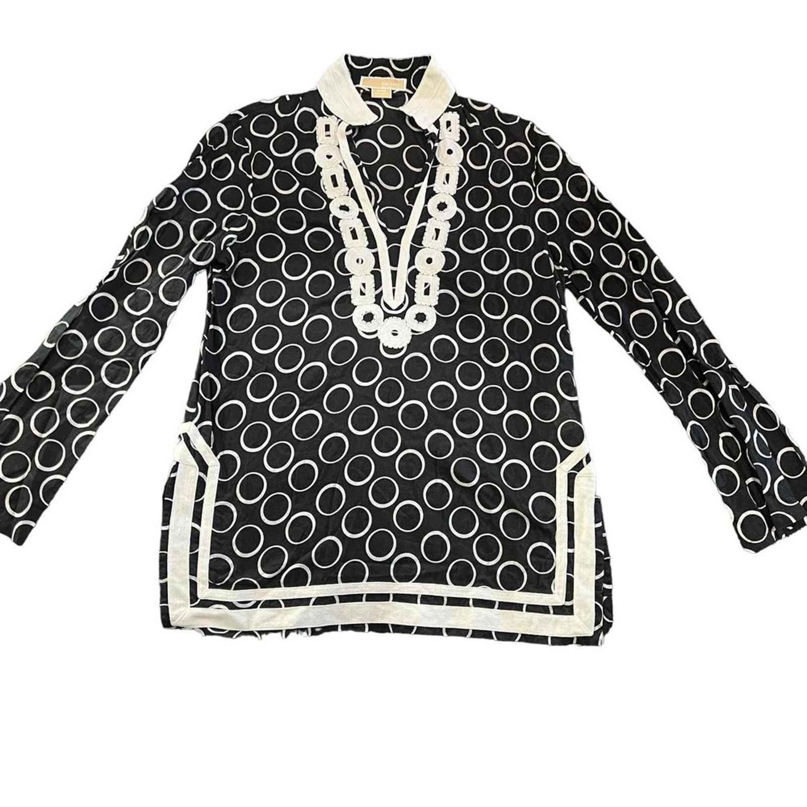 Michael Kors Michael Kors Tunic Top Womens Medium Black White Geometric Size M / US 6-8 / IT 42-44 - 2 Thumbnail