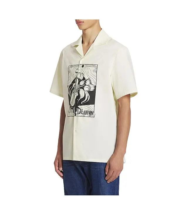 Lanvin oc11z0426 Printed Cotton Shirt in Off White Size US S / EU 44-46 / 1 - 2 Thumbnail