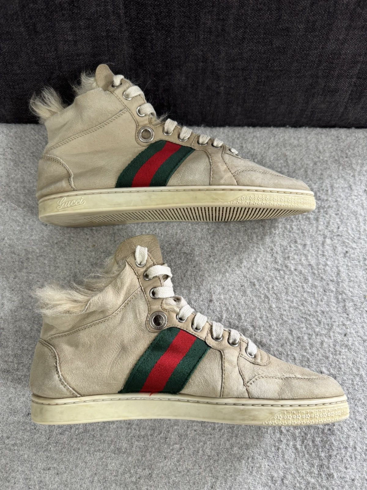 Gucci Gucci Ace High Top Mongolian Lambskin Sneakers Fur 36 Size US 6 / IT 36 - 3 Thumbnail