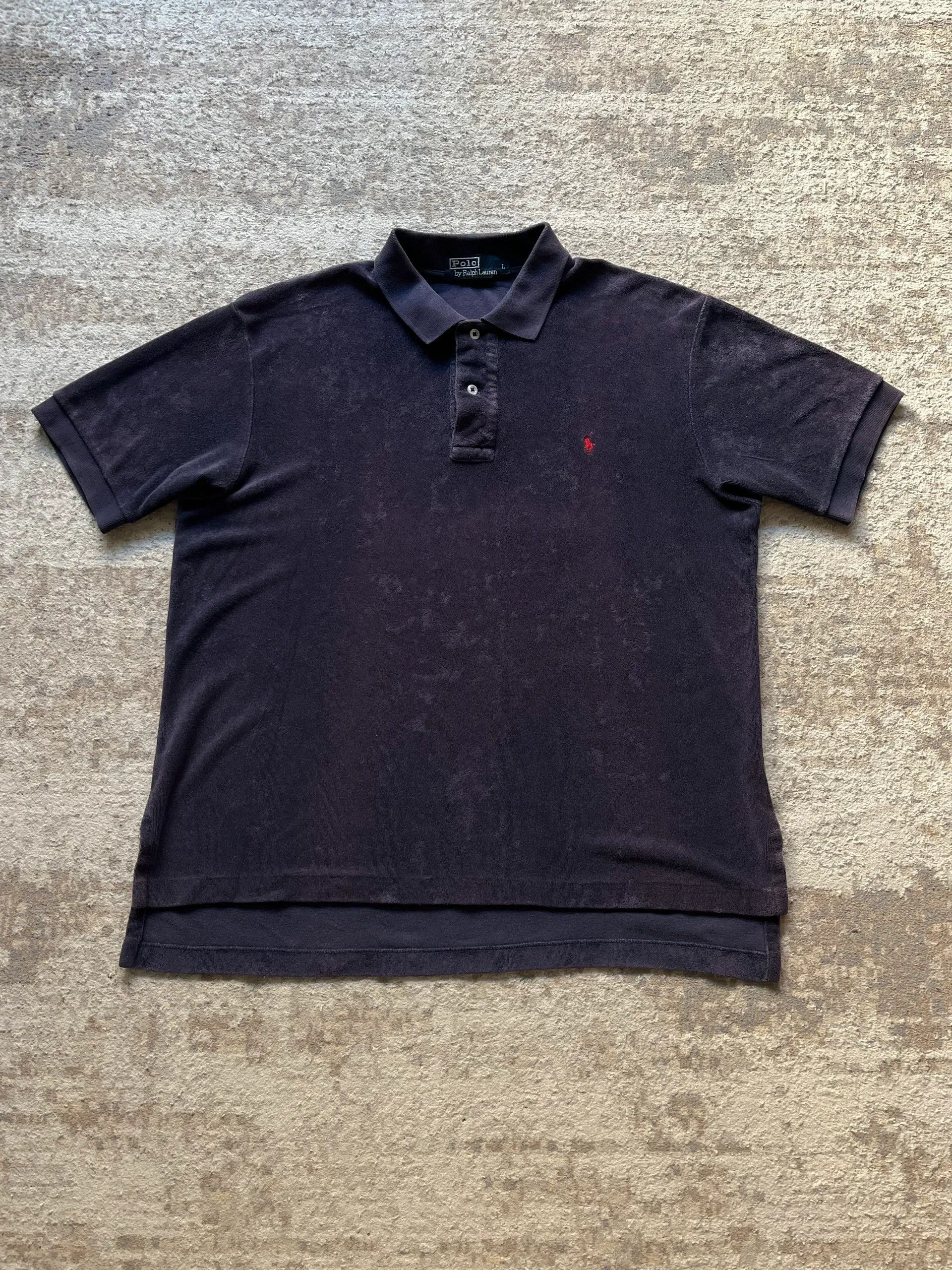 Polo Ralph Lauren Polo Ralph Lauren Navy Small Pony Towel Polo Shirt Sz L Size US L / EU 52-54 / 3 - 1 Thumbnail