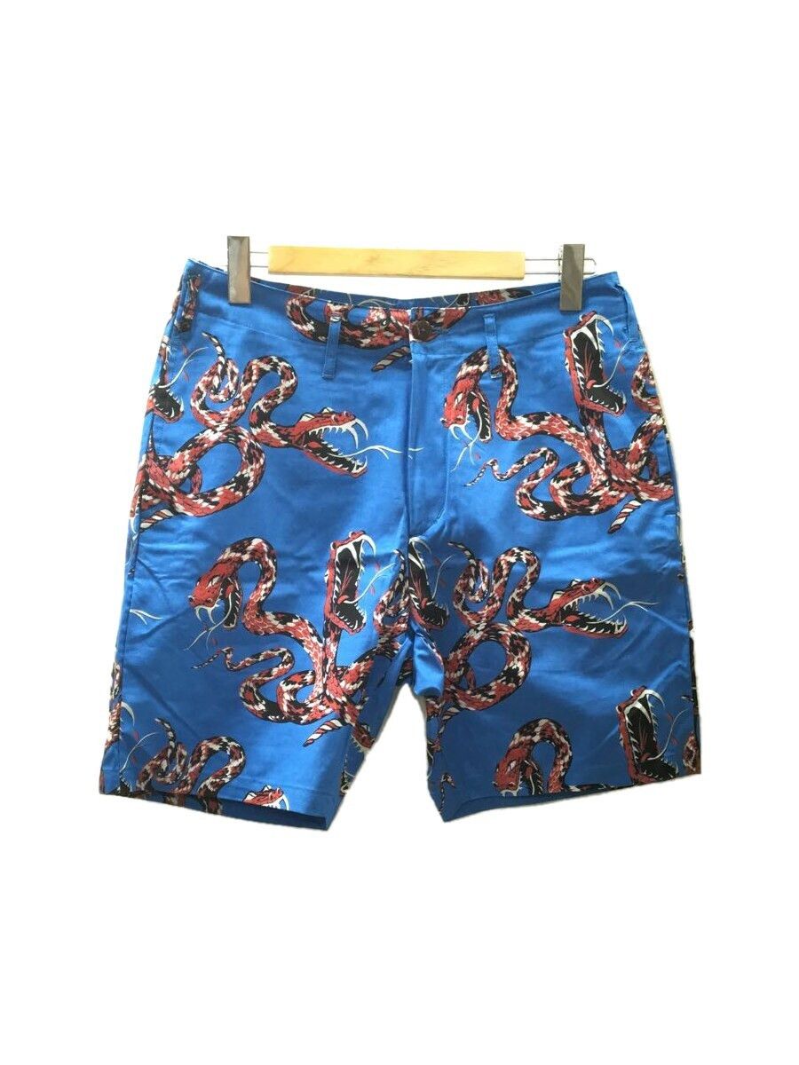 Shorts Cotton Drago Pattern Zip Ply Half Pants Blue