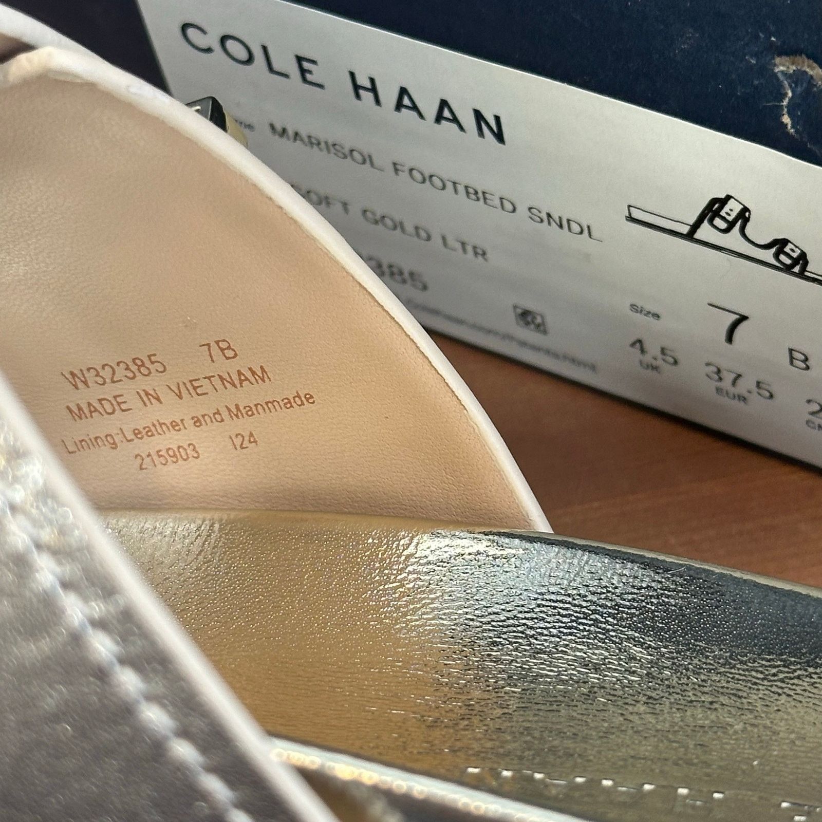 Cole Haan Cole Haan Women's Marisol Footbed Sandals Soft Gold Leather Size US 7 / IT 37 - 9 Thumbnail