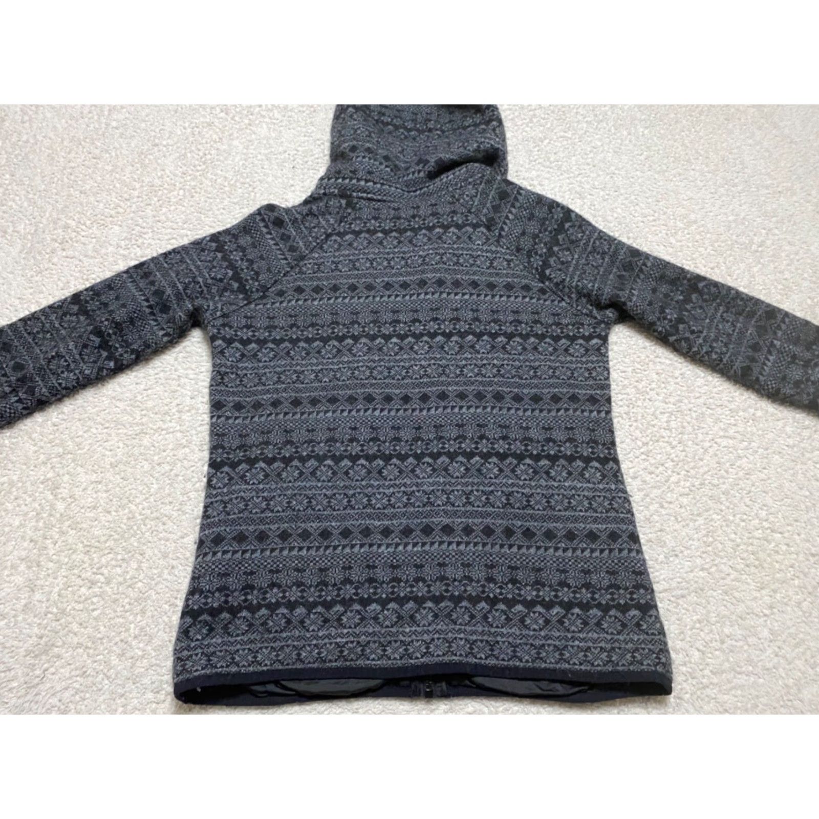 Vintage Skyr Jacket Geometric Fleece Wool Blend Hooded Gray Black Women's L Large N/A Size L / US 10 / IT 46 - 7 Thumbnail