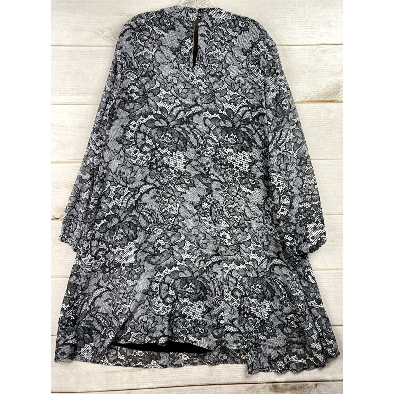 Vintage Robbie Bee Dress Womens 24W Black Floral Keyhole Lined Slit Sleeve Flowy Boho Dress Size 4XL / US 24-26 - 6 Thumbnail