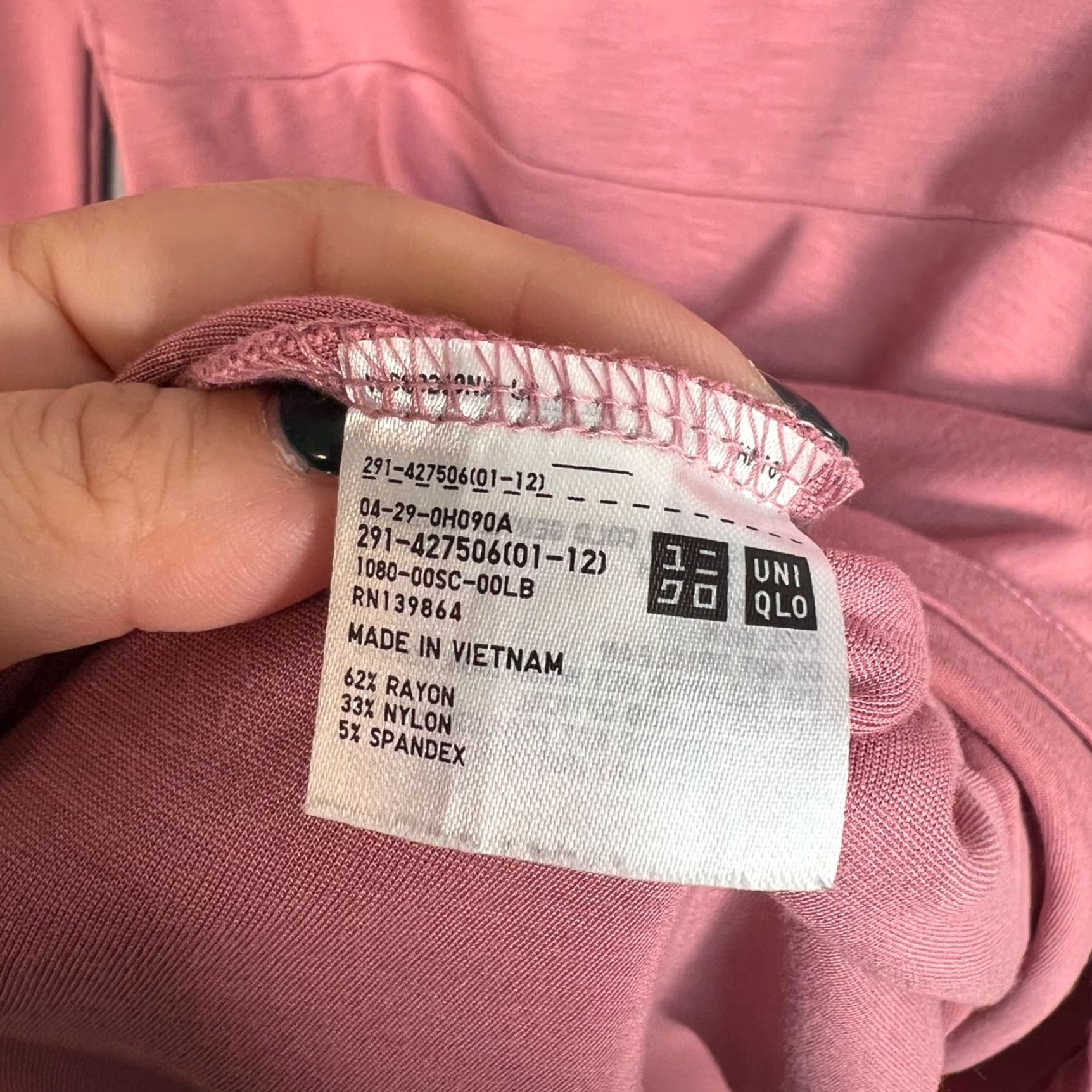 Uniqlo Uniqlo Womens XS Pink Long Sleeve Fit & Flare Dress Rayon Blend Dress Size XS / US 0-2 / IT 36-38 - 4 Thumbnail