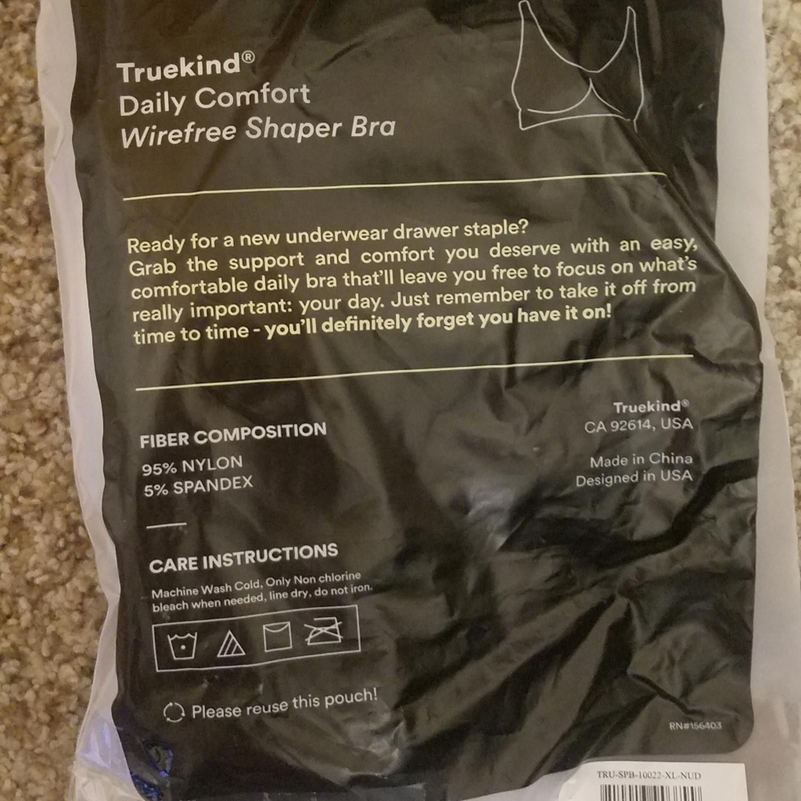 Designer NWT Truekind Nude XL Daily Comfort Wirefree Shaper Bra Size ONE SIZE - 2 Thumbnail