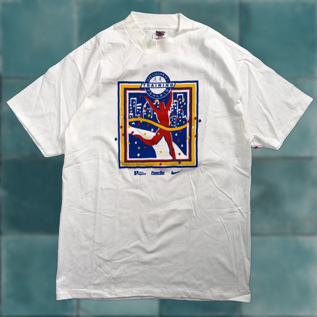 Nike VINTAGE Nike T-Shirt Shirt Men L White Cotton Single Stitch Crew Neck 70s 80s 90s PDX Oregon Marathon Run Graphic Print All Seasons Size US L / EU 52-54 / 3 - 1 Thumbnail