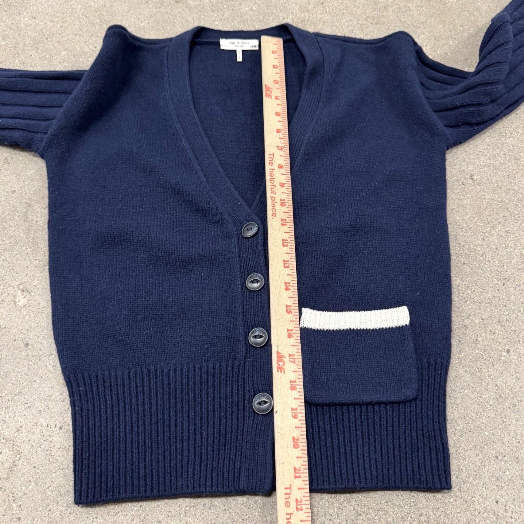 Rag & Bone RAG & BONE Navy Blue White Cardigan Sweater Women's XS Regular Size XS / US 0-2 / IT 36-38 - 5 Thumbnail
