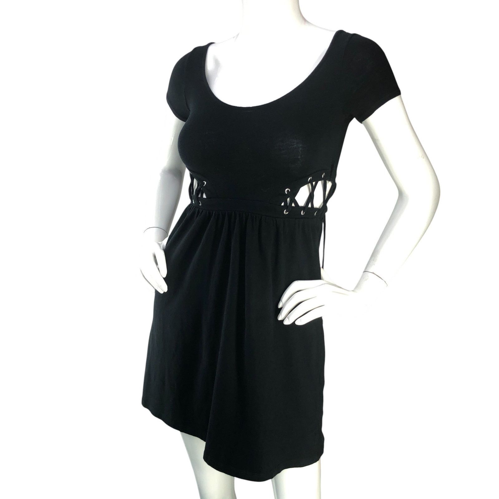 Asos Asos Size 00P Dress Cutout Side Lace Detail Backless Black Size XXS / US 00 / IT 34 - 1 Thumbnail