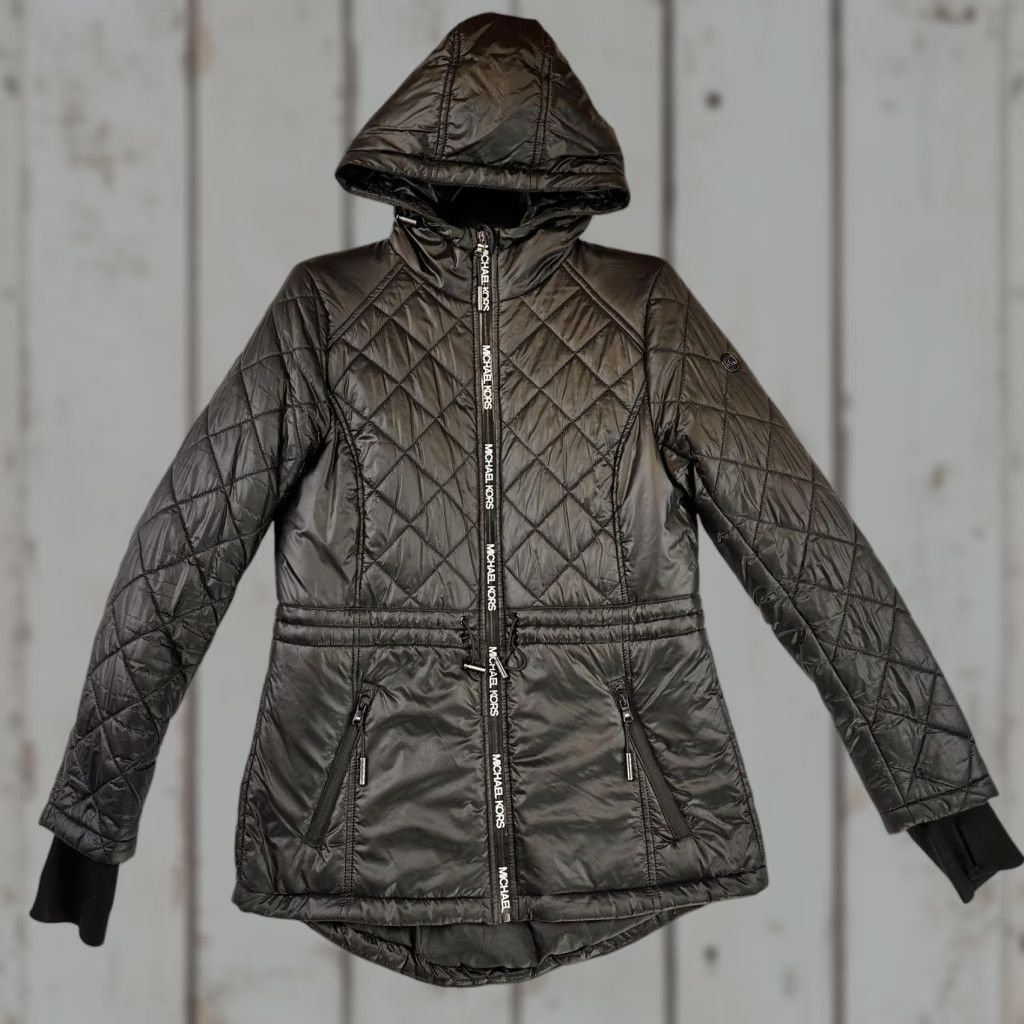 Michael Kors Michael Kors Jacket Womens Small Black Quilted Hooded Zip Drop Tail Size S / US 4 / IT 40 - 1 Thumbnail
