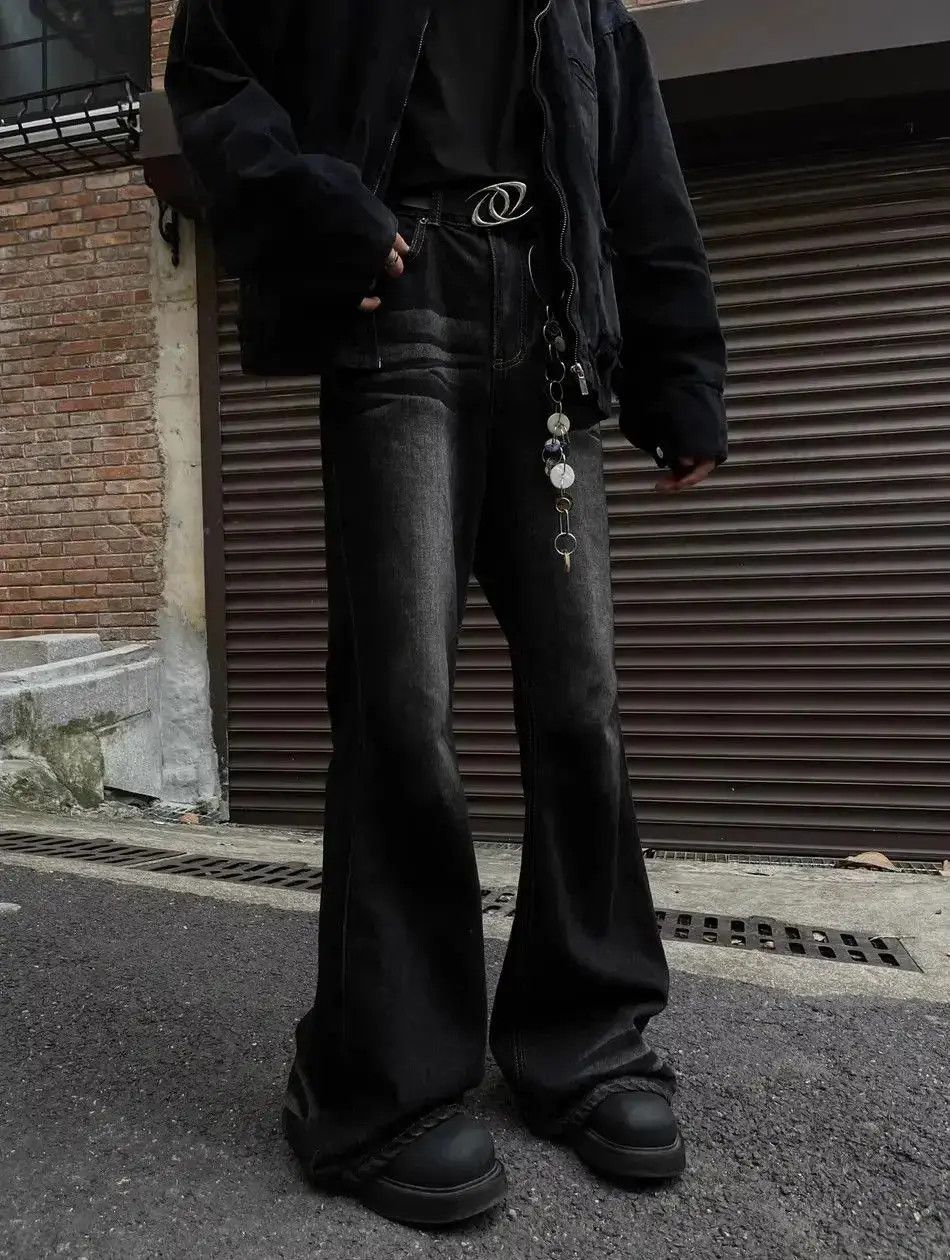 Japanese Brand Retro black straight leg micro flared jeans Size US 32 / EU 48 - 5 Thumbnail