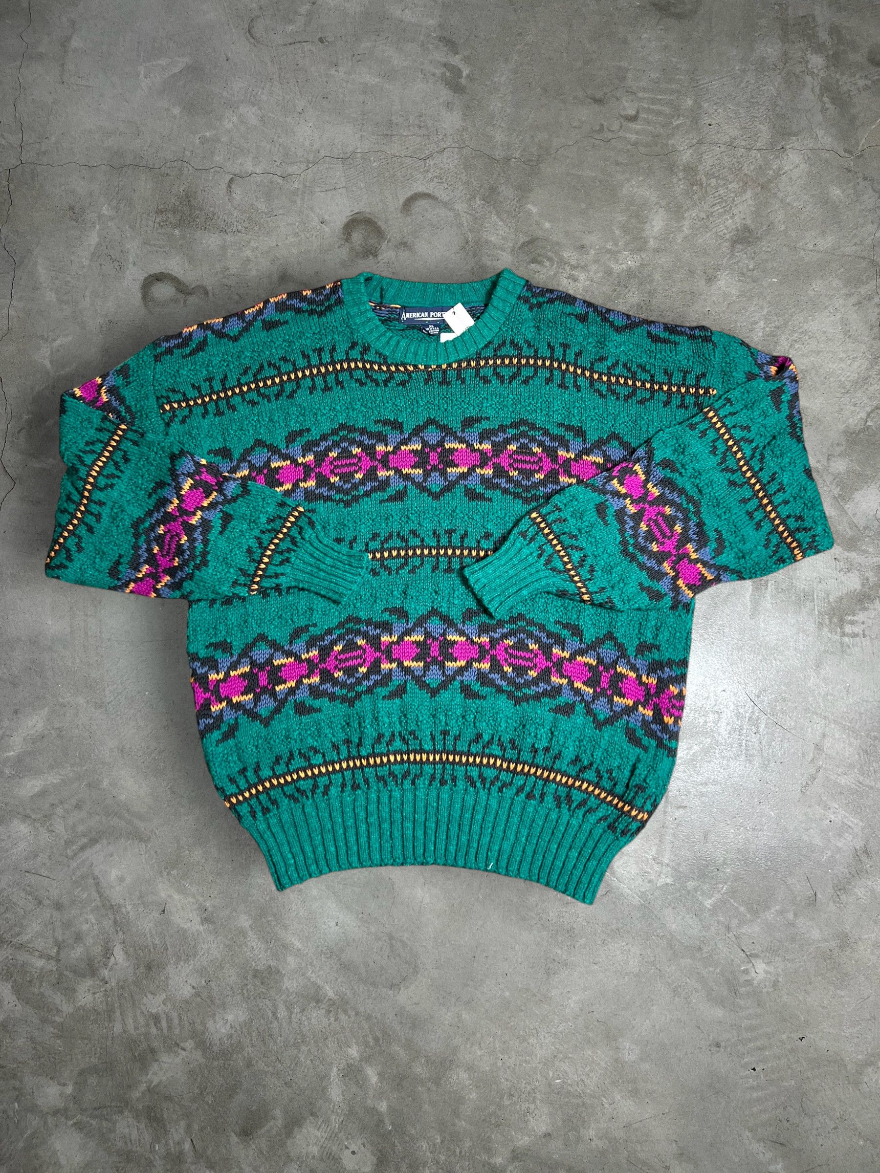 Vintage VTG American Portrait Abstract Design Sweater (XL) JKA282 Size US XL / EU 56 / 4 - 1 Thumbnail