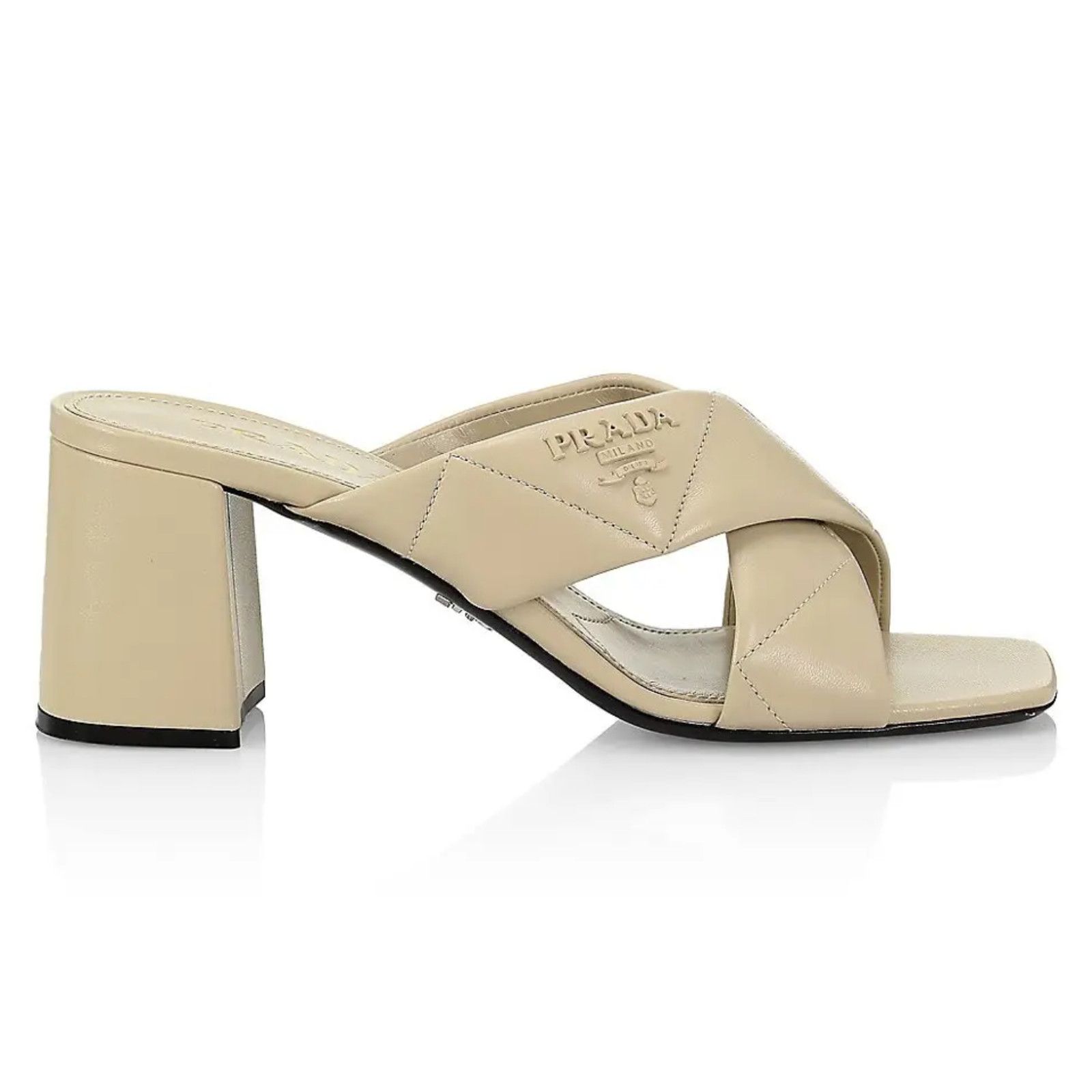 Prada Prada Deserto 65mm Quilted Criss Cross Logo Slide Sandal Size US 10.5 / IT 40.5 - 1 Thumbnail