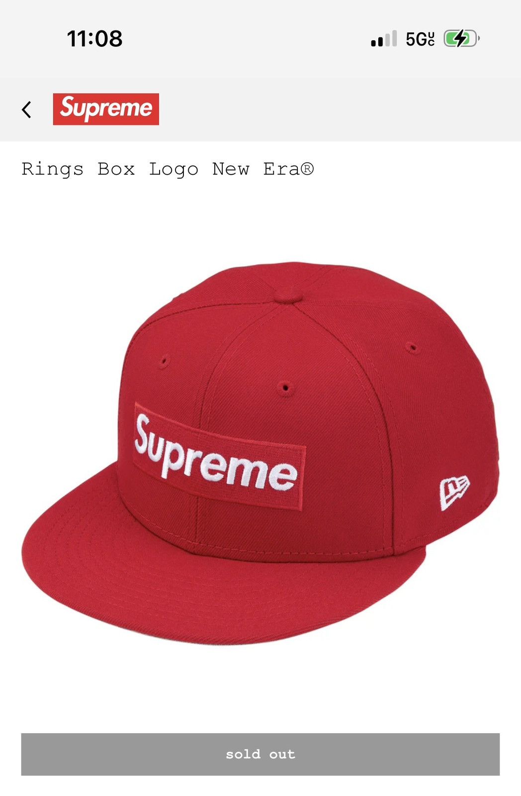 New Era × Supreme Supreme Rings Box Logo New Era® 7 5/8 Red Size ONE SIZE - 2 Thumbnail