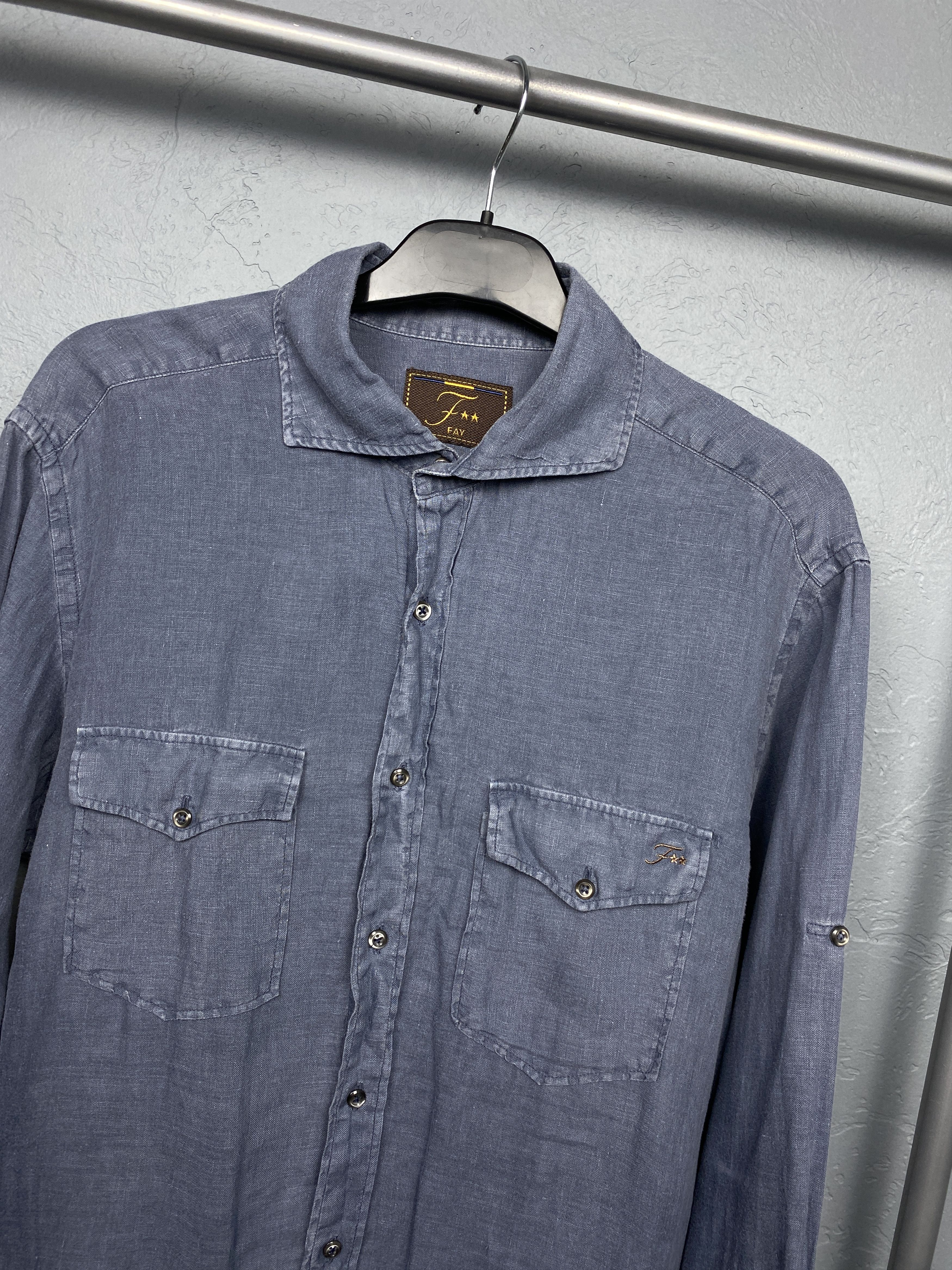 Fay Fay Vintage Mens LINEN Long Sleeve Shirt Size US L / EU 52-54 / 3 - 2 Thumbnail