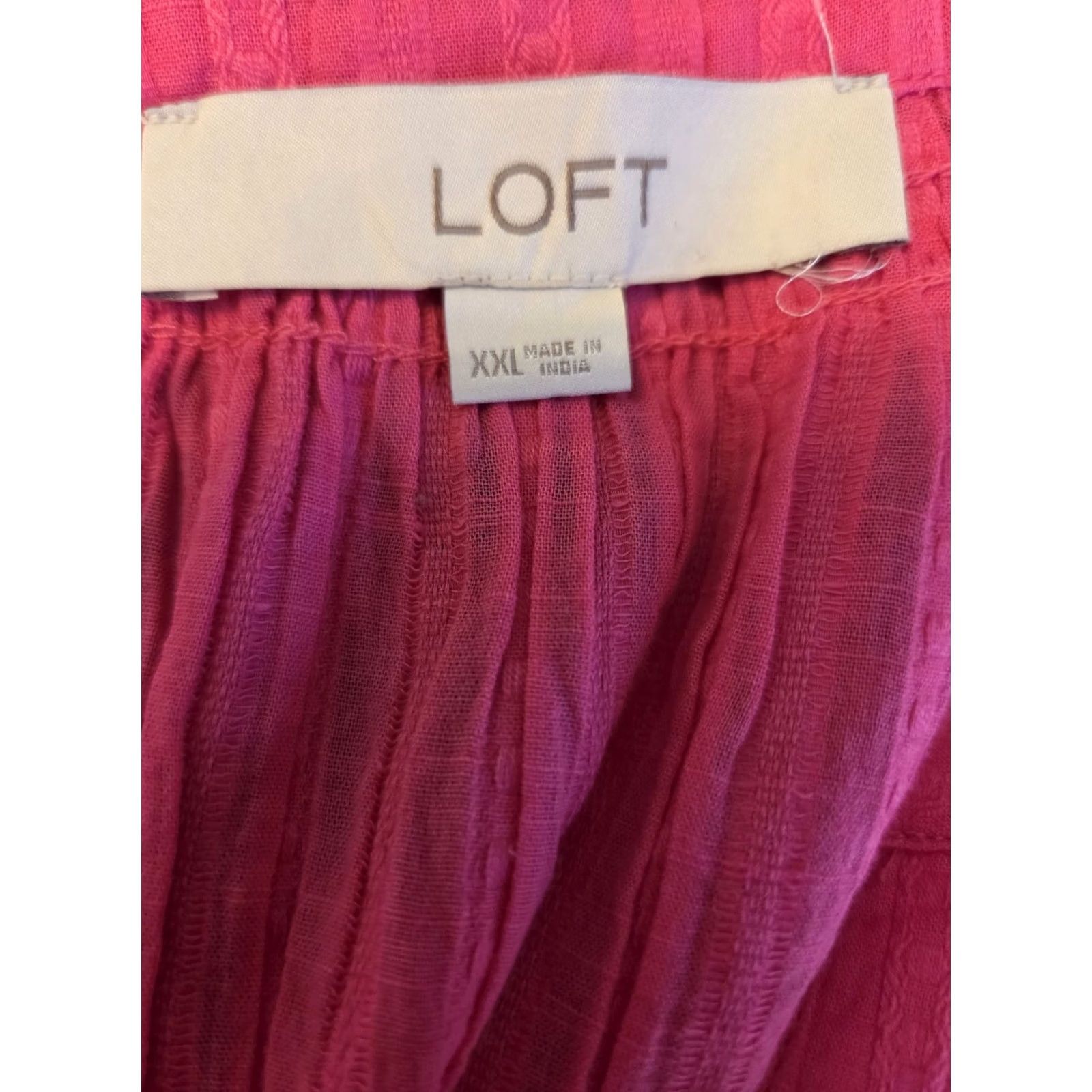 Loft Loft Pink Textured Stripe Button Front Gauzy Top Shirt 2X XXL Size XXL / US 16-18 / IT 52-54 - 5 Thumbnail