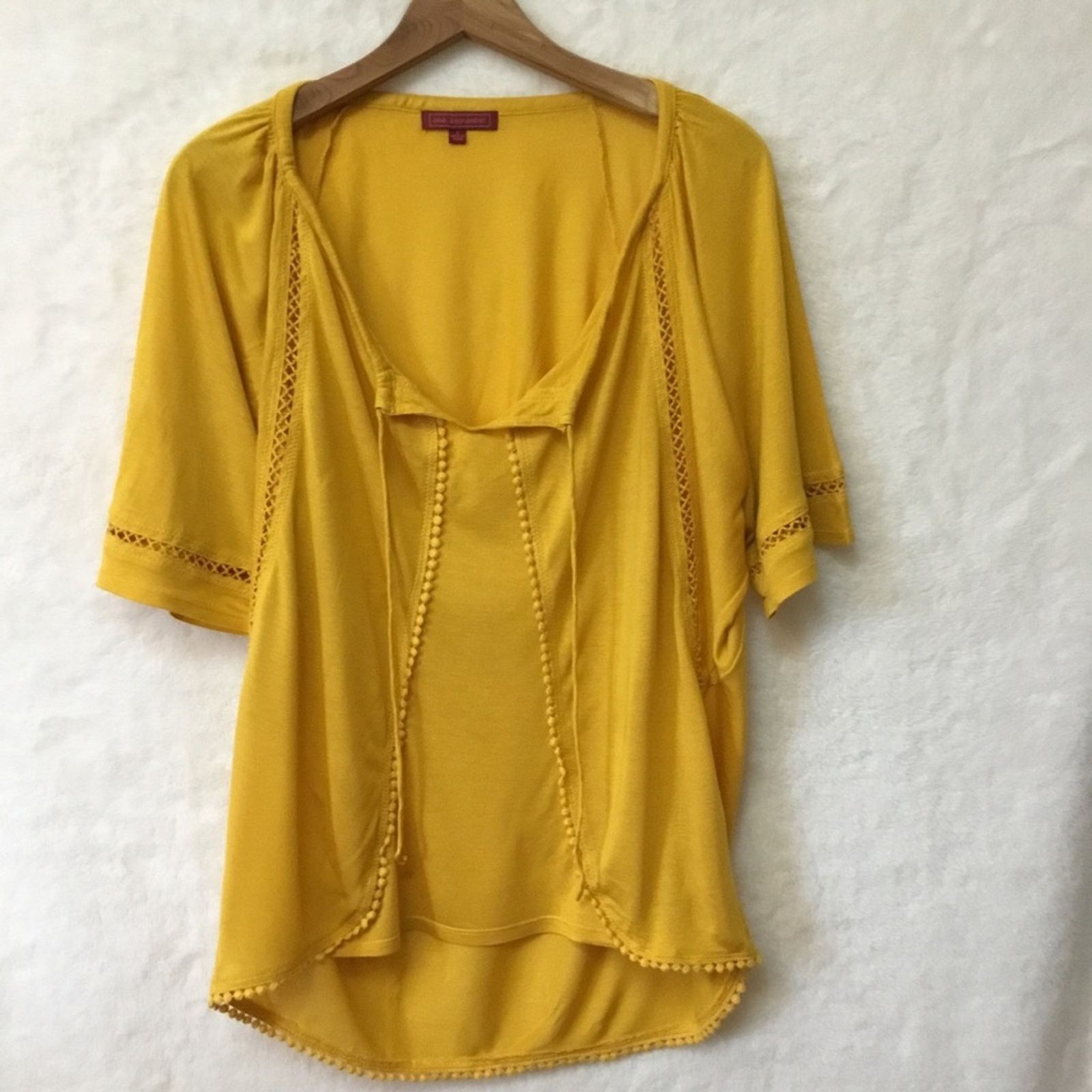 Other Anthropologie One September Yellow Embroidered Shirt Size S / US 4 / IT 40 - 1 Thumbnail